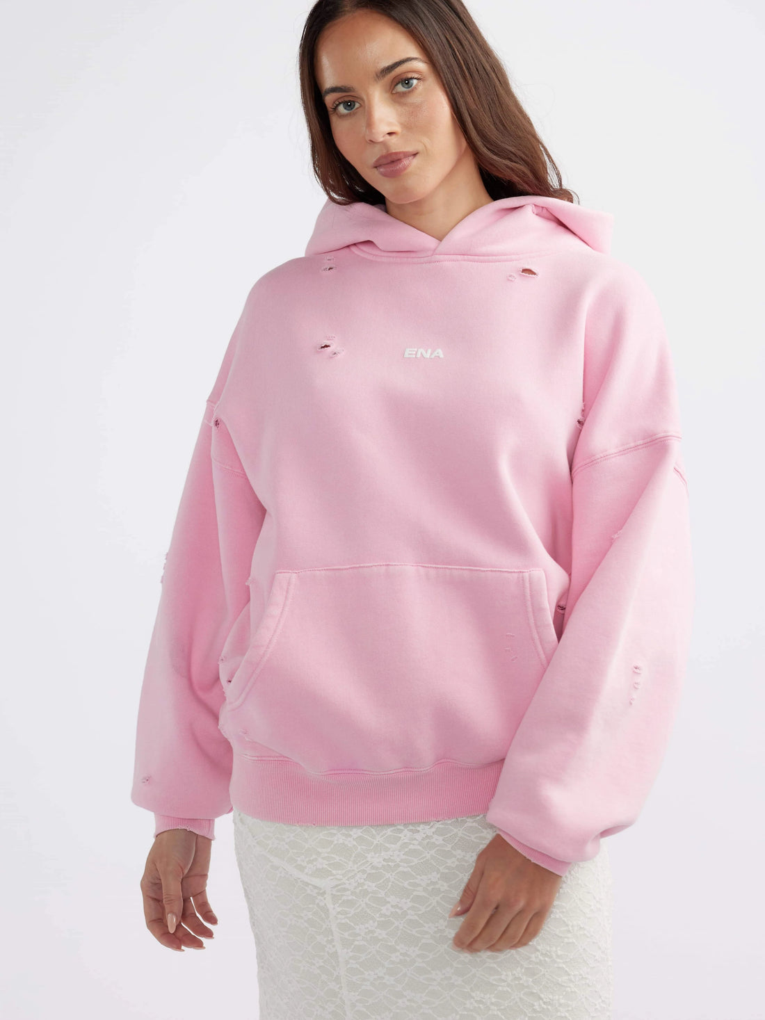 Ena Pelly Neve Logo Hoodie - Washed Pink