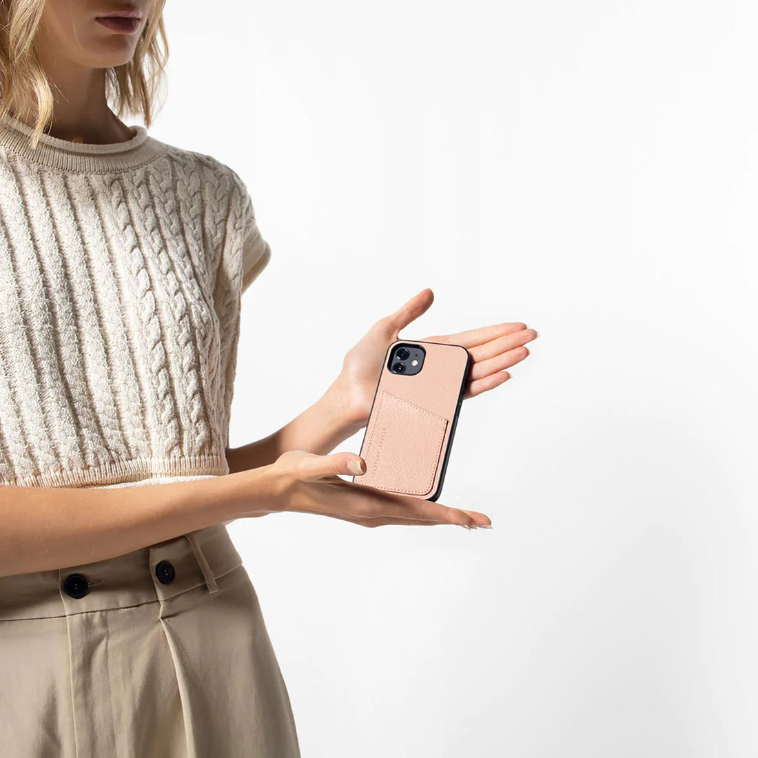 Status Anxiety Who's Who Leather Phone Case (iPhone) - Dusty Pink