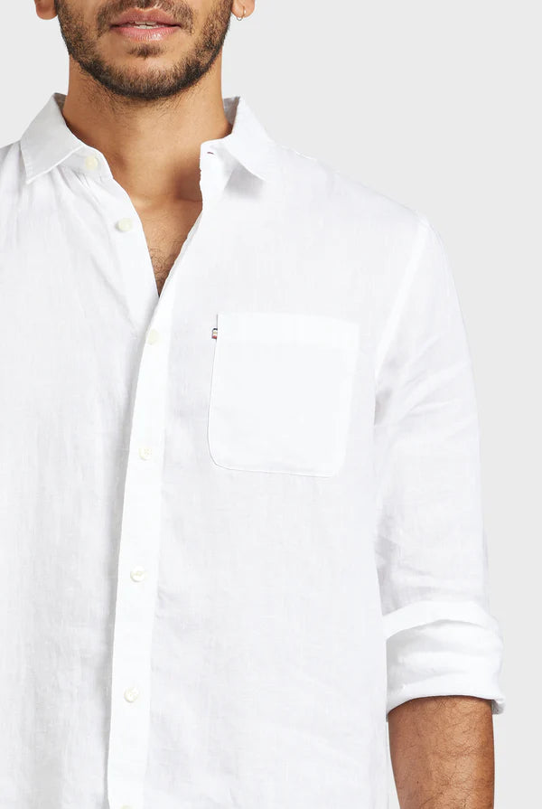 The Academy Brand Hampton L/S Linen Shirt - White